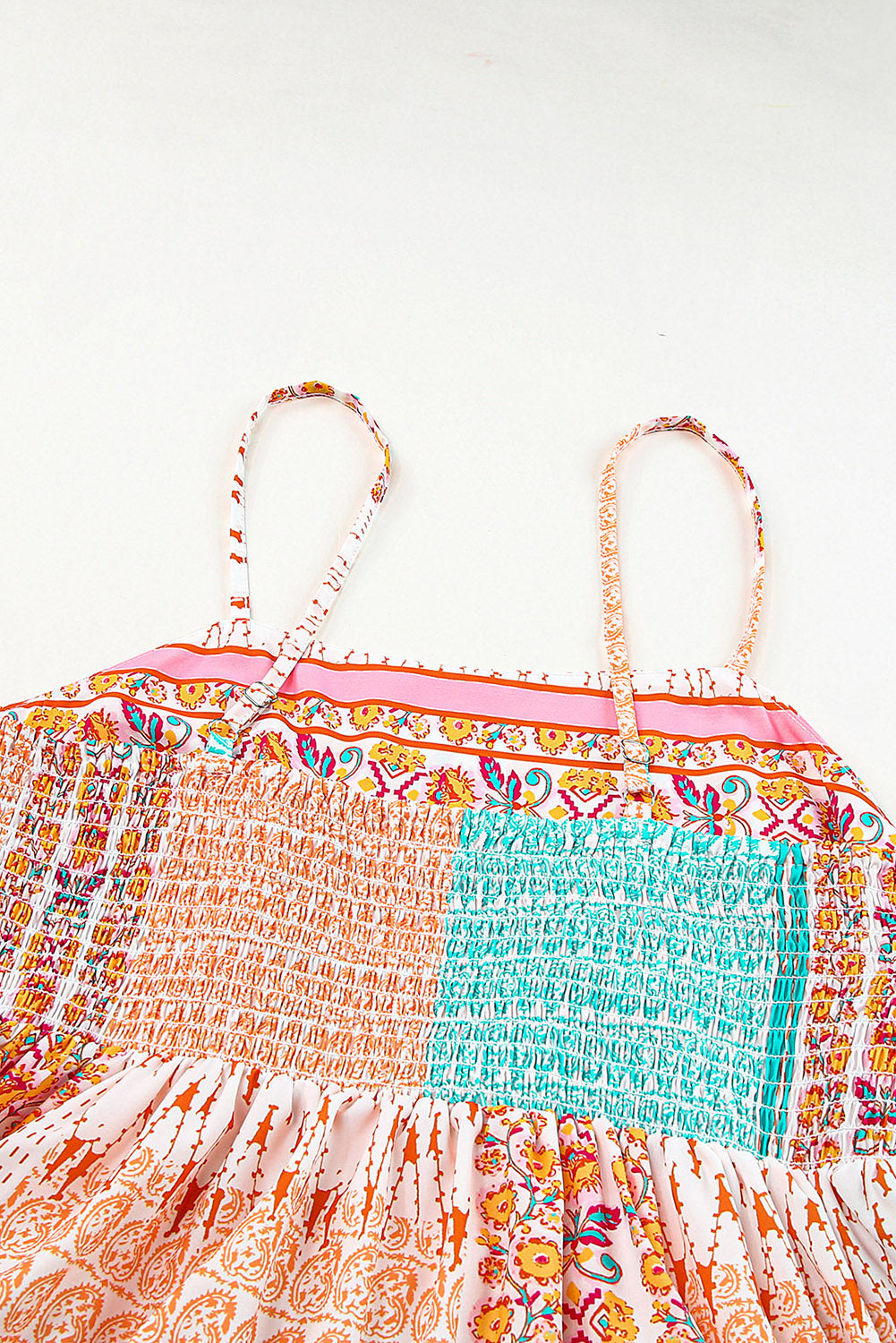 Women's Multicolor Boho Patchwork Print Square Neck Sundress