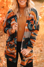 Western Tribal Aztec Print Cardigan Orange