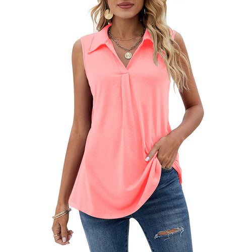 Women's Summer Tank Loose Fit Polo Shirts