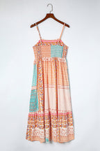 Women's Multicolor Boho Patchwork Print Square Neck Sundress