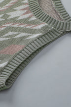 Women's Laurel Green Western Tribal Aztec Pattern Knit Sweater Tank Top