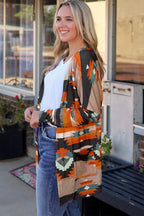 Western Tribal Aztec Print Cardigan Orange